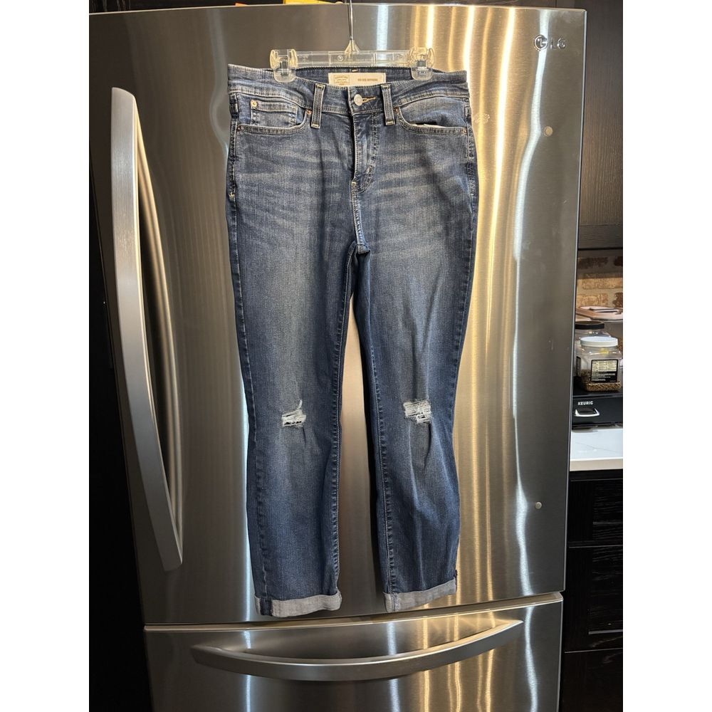 Levi Strauss Signature Jeans Womens Size 6 Blue‎ Mid Rise Boyfriend Cuffed Denim